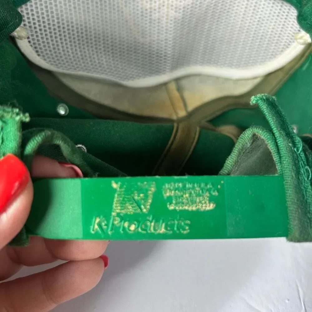 Pioneer Vintage K Products Rope Trim Green and White FARMWEAR Hat